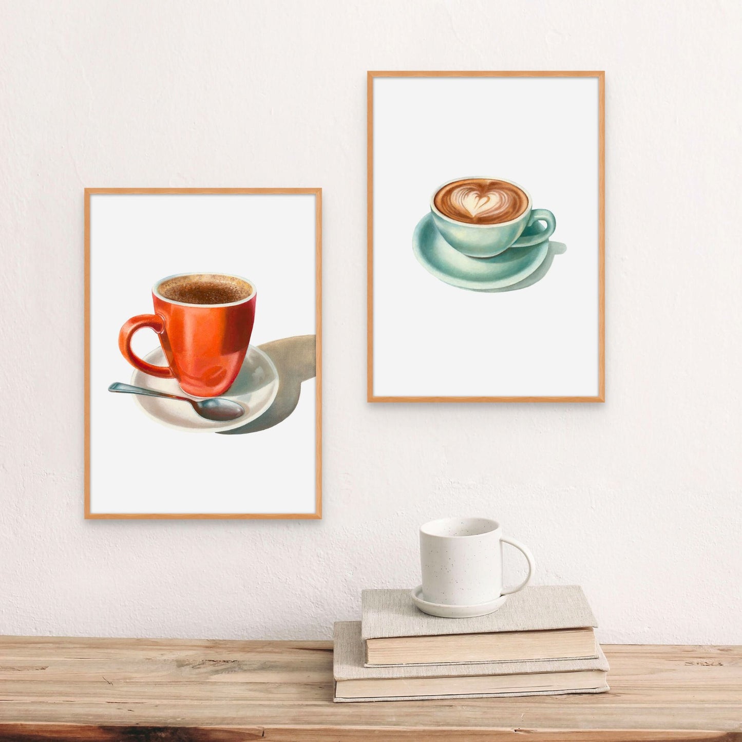 Two paintings of coffee cups.