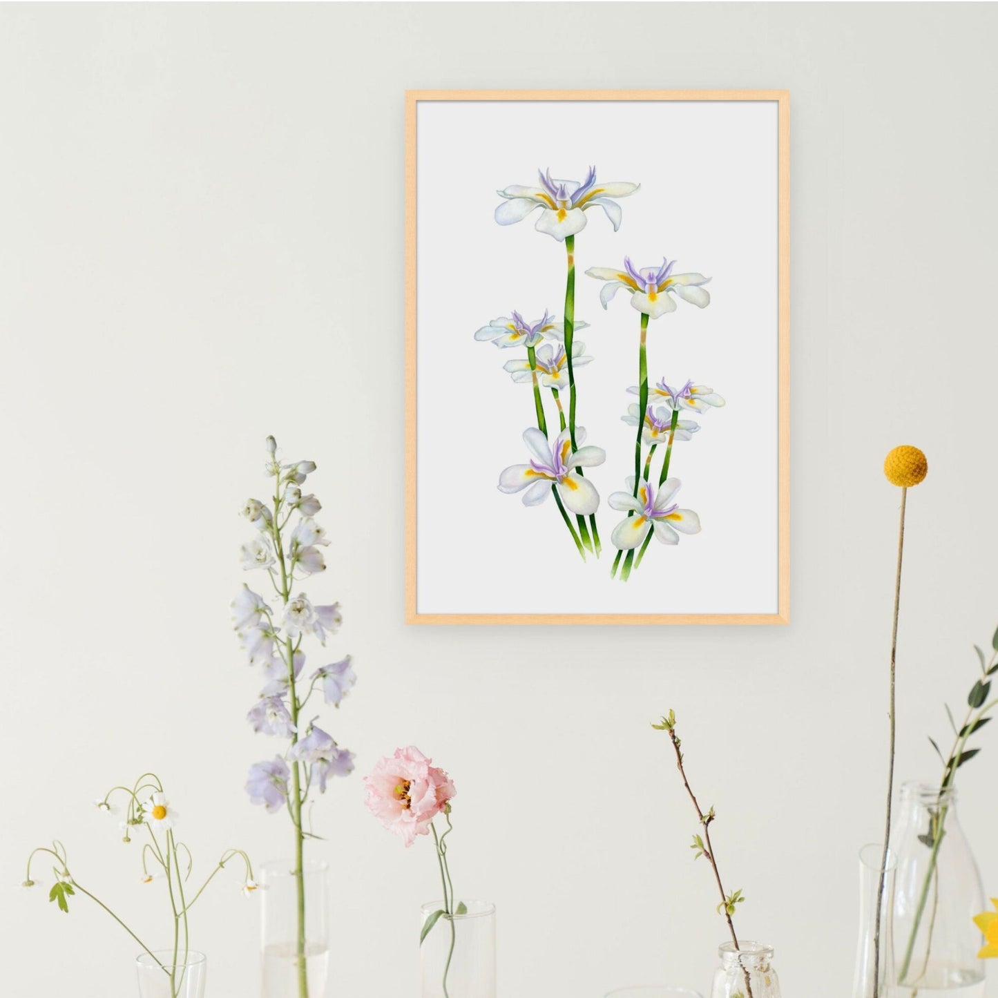 Print of a painting of a cluster of fortnight lilies.