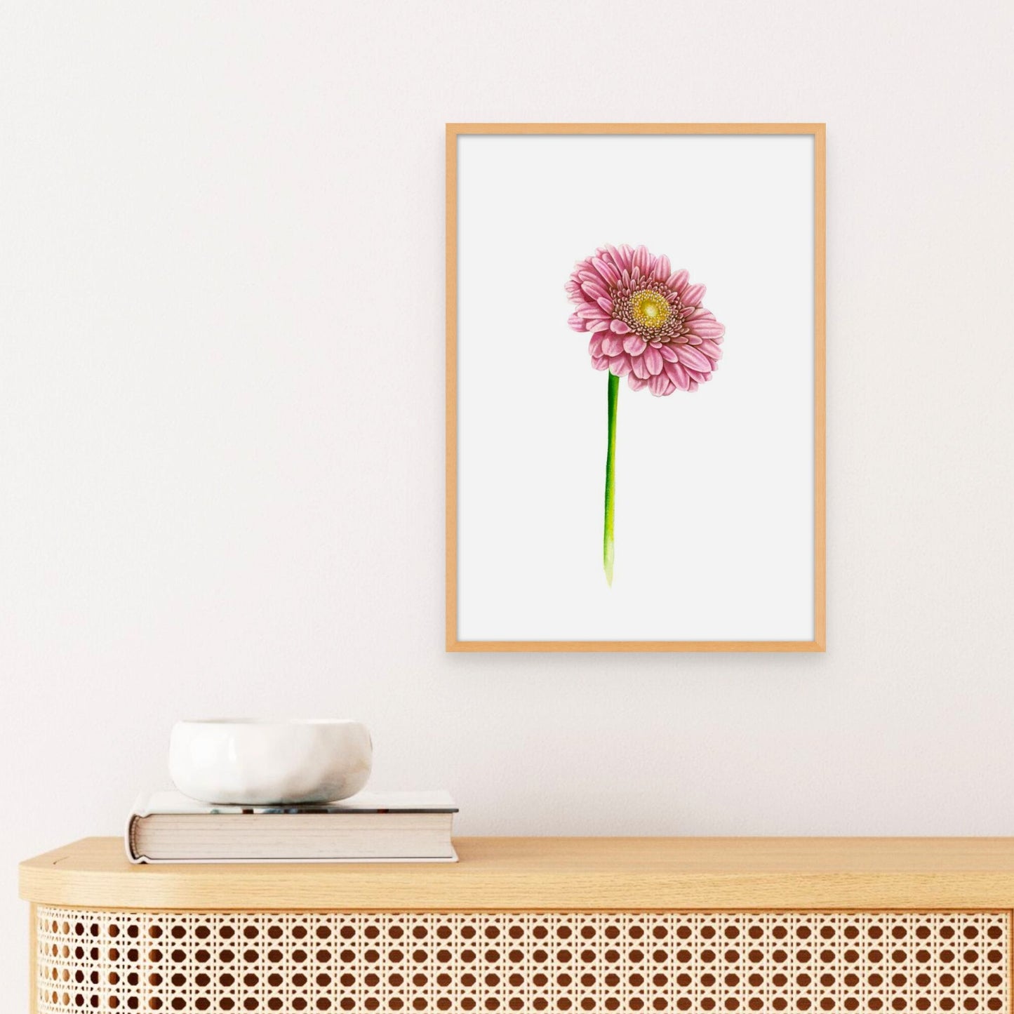 Framed print of a pink gerbera.